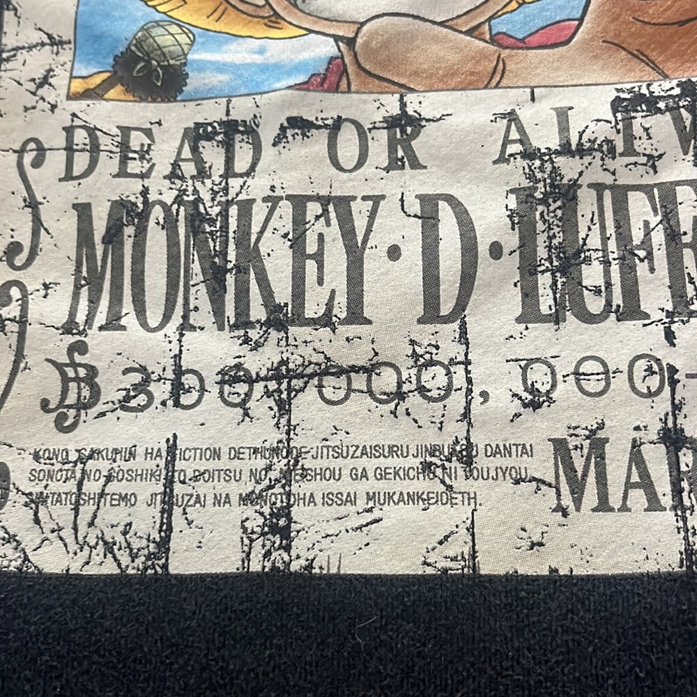 Japanese Brand x ONE PIECE Vintage Monkey D LUFFY Wanted Sweatshirt by Baleno - Picture 7 of 16